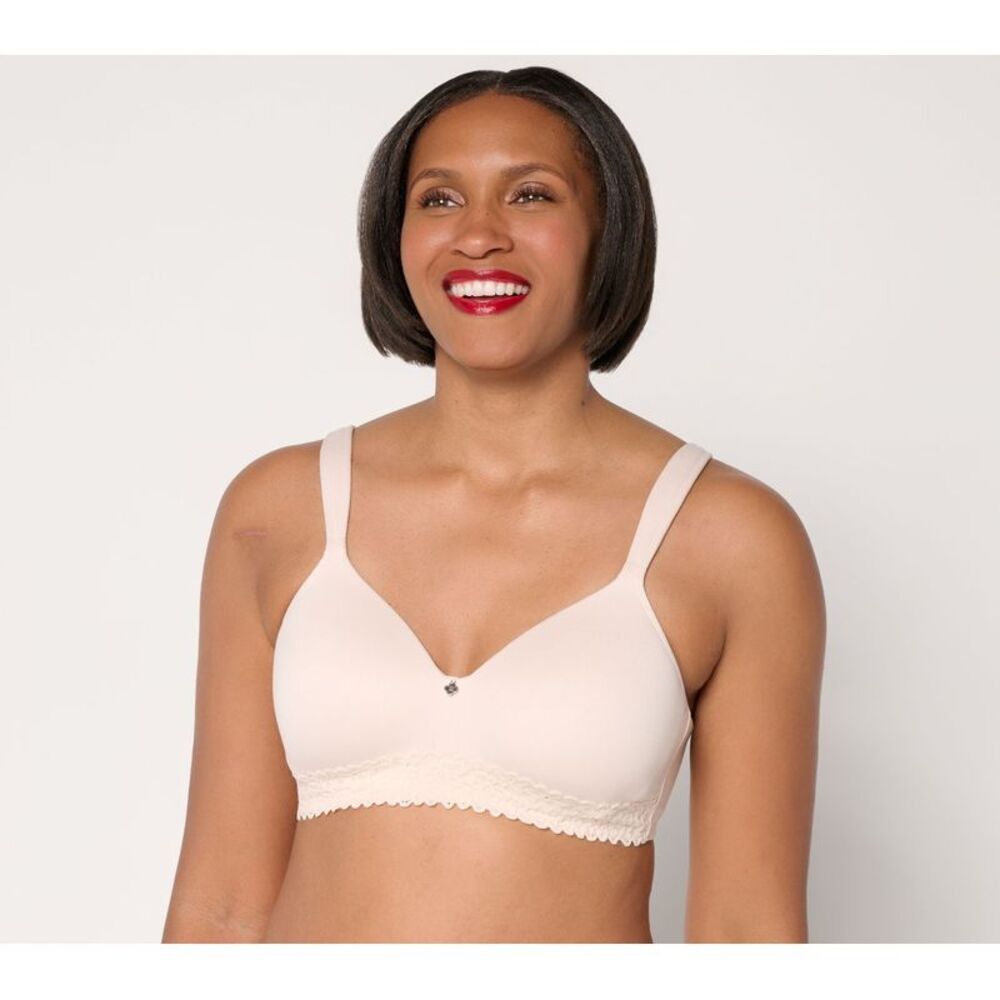 Breezies Women's Bra Sz 42D Lace Touch Wirefree T-Shirt White